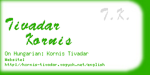 tivadar kornis business card